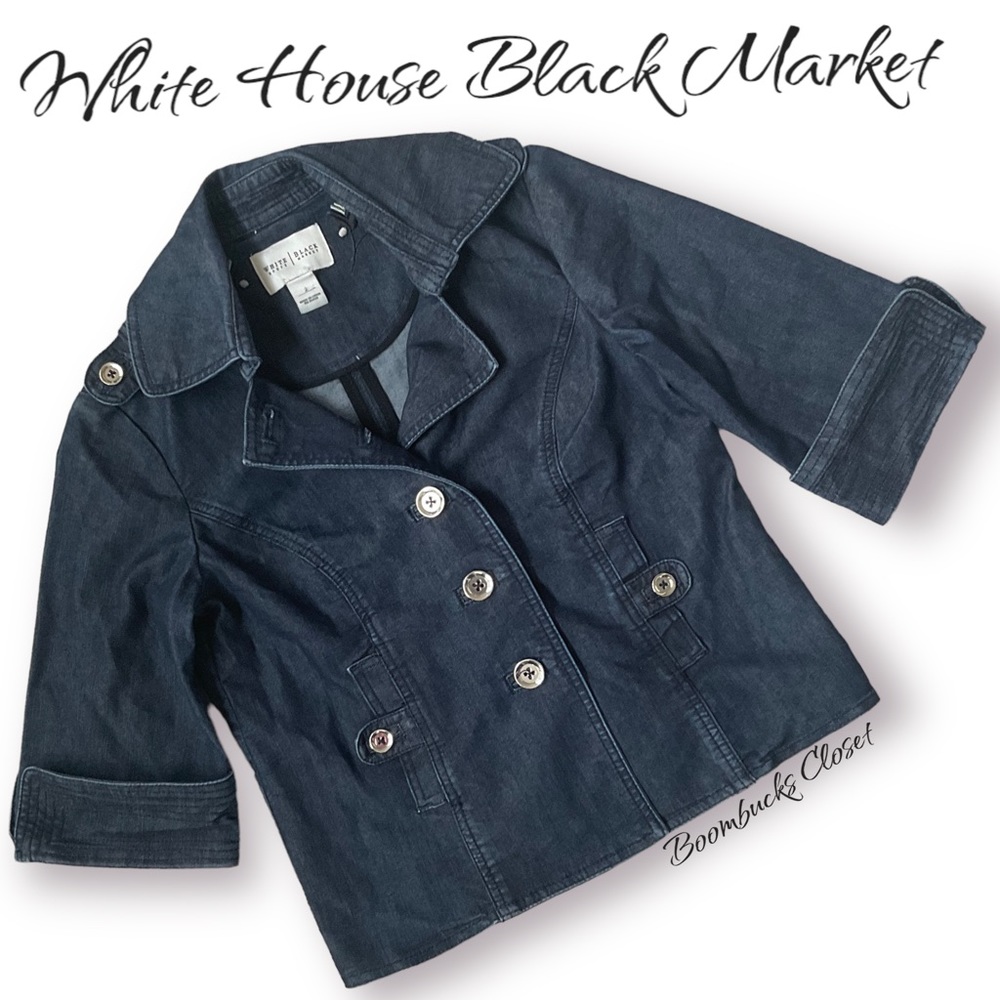 White House Black Market Denim Blazer Jacket Size 2